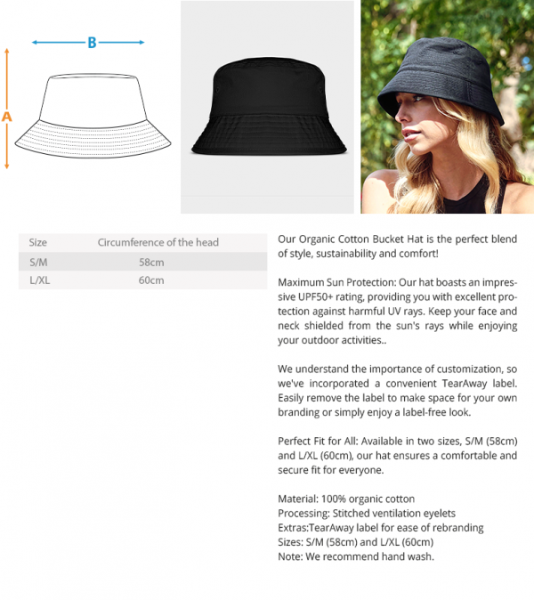 Organic Bucket Hat with Embroidery | Multi-Colour - Image 3