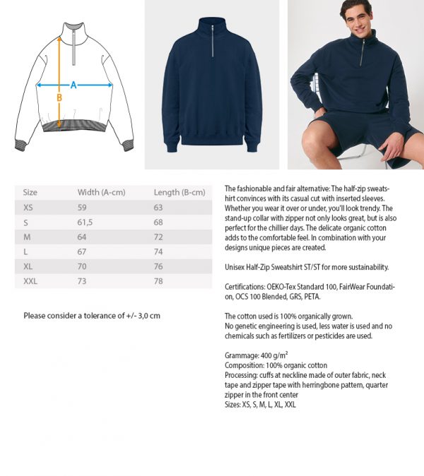 Unisex Half-Zip Sweatshirt with Embroidery  | Multi-Colour - Image 7